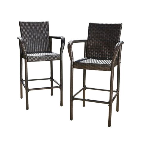 Noble House Delfina Wicker Outdoor Bar Stool 2 Pack 295946 The Home