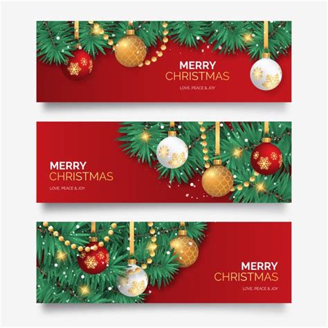 Free Vector Christmas Banner With Elegant Decoration Christmas