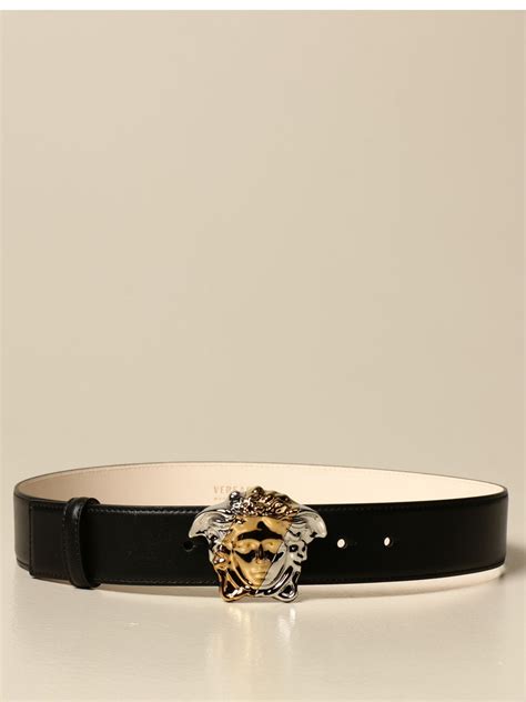 Versace Leather Belt With Medusa Head Black Belt Versace Dcdi009