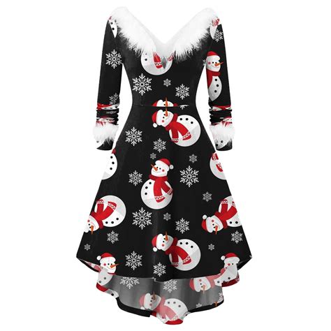 Lilgiuy Sales Christmas Party Dresses For Women Santa Claus Costume Velvet Dress Miss Long