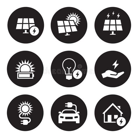 Energy Electricity Icon Set Stock Illustration Illustration Of