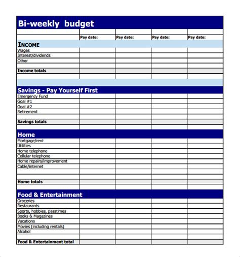 Excel Weekly Budget Template Doctemplates