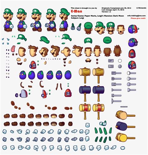 Mario Sprite Sheet Png Free Luigi Paper Mario Sprite PNG Image