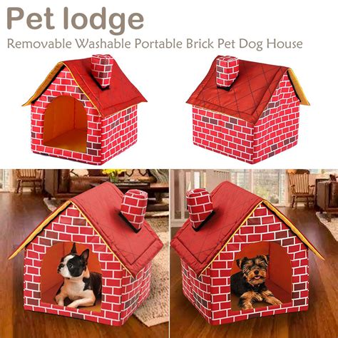 Red Brick Pet Dog House Nest Removable Washable Warm And Cozy Kennel