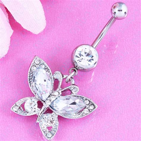 Butterfly Fashion Belly Ring Body Piercing Lady Jewelery Navel Belly Button Ring 14g Surgical