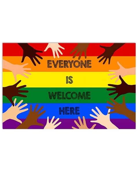 Lgbt Everyone Is Welcome Here Horizontal Poster Canvas Daymira™ Wear For Everyday Pleasant