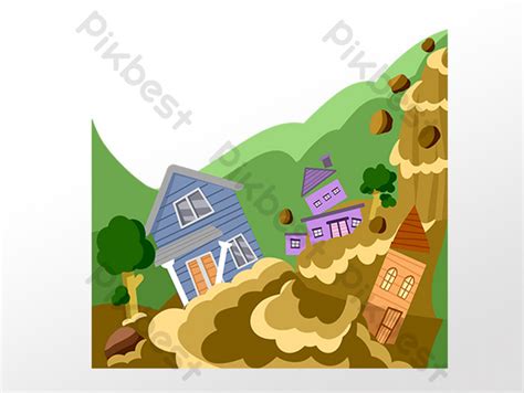 Drawing Natural Disaster Landslide Illustration Png Images Psd Free