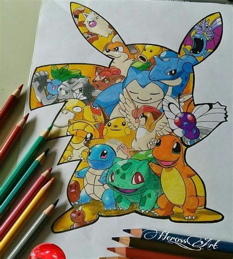 Pokemon Drawing With Colour For The Full Tutorial With Step By Step