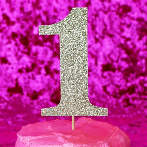 Number 1 Cake Topper Glitter First Birthday. One Cake | Etsy
