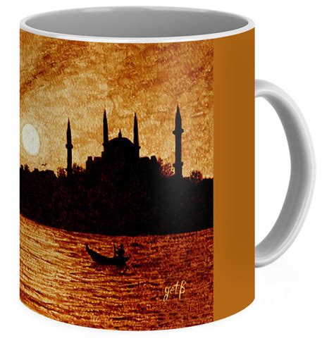 Sunset Over Istanbul Original Coffee Painting Coffee Mug For Sale By