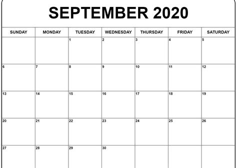 Awesome September 2020 Calendar Pdf Word Excel Template