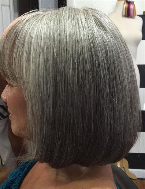 Gray Bob With Bangs For Mature Women Short White Hair Grey Curly Hair