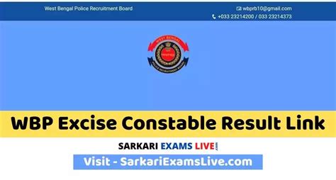 West Bengal Police Excise Constable Final Exam Result 2022 Merit List