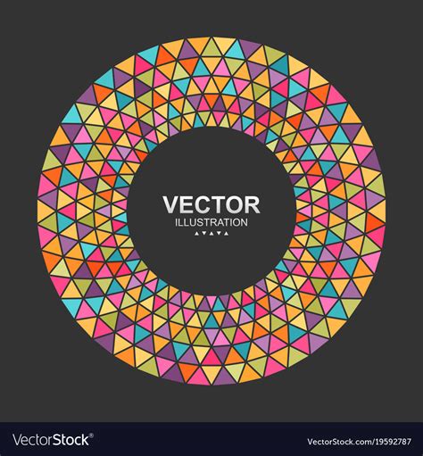 Colorful Triangles Circle Frame Border Royalty Free Vector