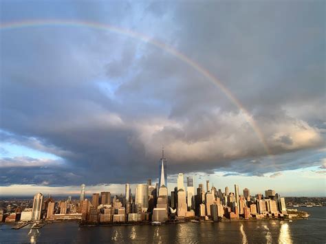 Rainbow Appeared Over Manhattan Right For The 7pm Shift Change Tonight