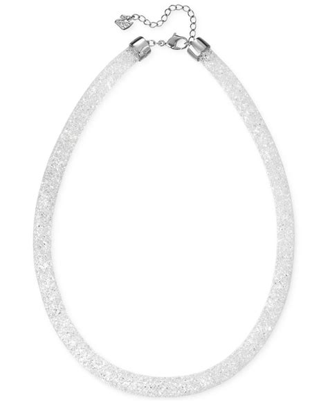 Lyst Swarovski Palladium Plated Mesh Crystal Stardust Necklace In White
