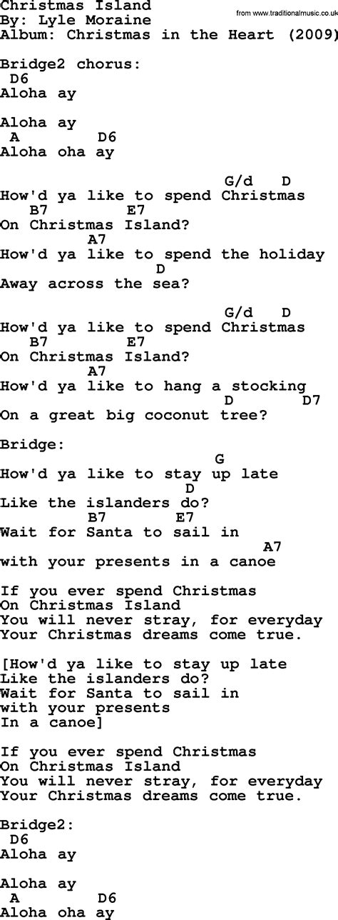 Bob Dylan Song Christmas Island Lyrics And Chords