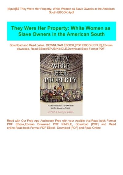 Epub They Were Her Property White Women As Slave Owners In The