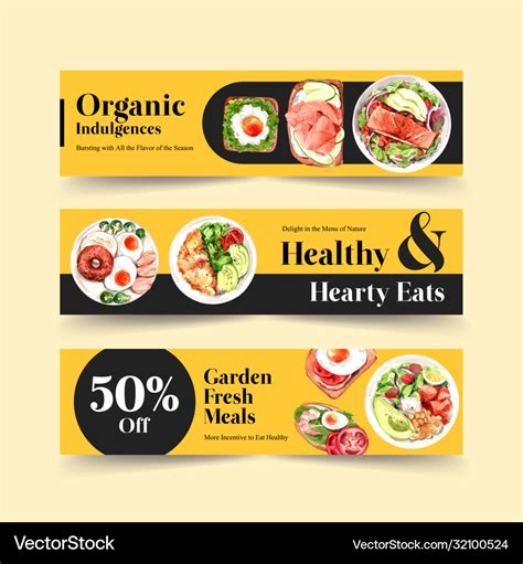 Healthy Food Banner Template Design Royalty Free Vector