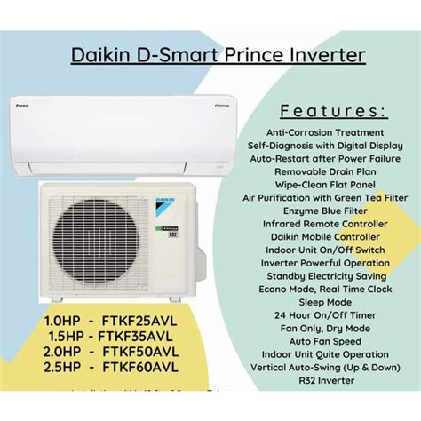 Daikin Dsmart Price Aircon Split Type Inverter 1 5hp Shopee Philippines