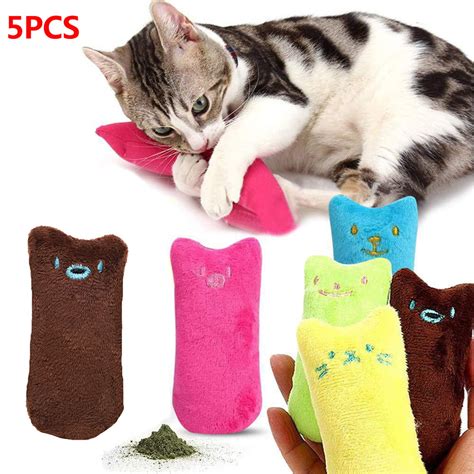 Aihome 5pcs Cat Toy Cat Catnip Toys Interactive Plush Chew Toy Cat