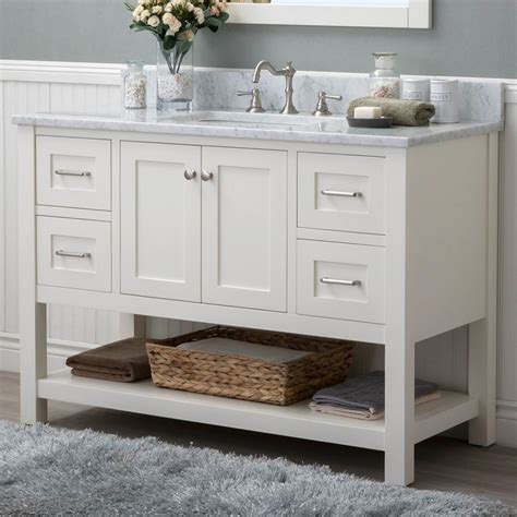Crafted of natural marble, the vanity top may contain swirling or veining. Alya Bath Wilmington 48 inch Single Bathroom Vanity in ...
