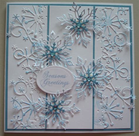 X070 Hand Made Christmas Card Using Memory Box Snowflake Dies