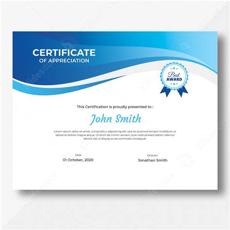 Blue Certificate Achievement Course Certificates Professional Word