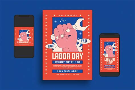 labor day event flyer set print templates ft labor and event envato elements