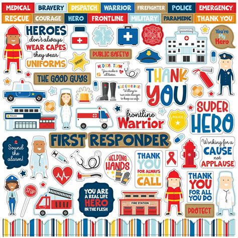 First Responder Cardstock Stickers 12x12 Elements 793888128699