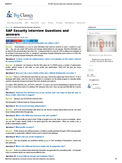 19 Sap Security Interview Questions And Answers Pdf