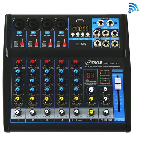 Pyle Professional Audio Mixer Sound Board Console System Interface 4 C