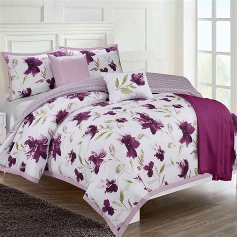 Monterrey Purple Floral 6 Pc Comforter Bed Set By Ellen Tracy