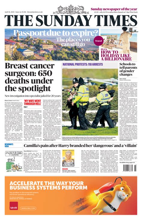sunday times front page 16th of april 2023 tomorrow s papers today