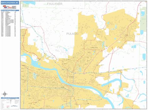 North Little Rock Arkansas Wall Map Basic Style By Marketmaps Mapsales