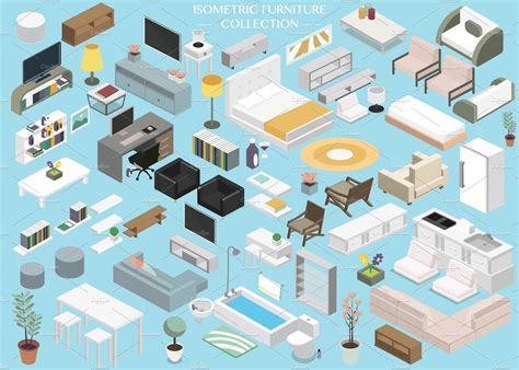 Isometric Furniture Bundle Set ~ Illustrations ~ Creative Market