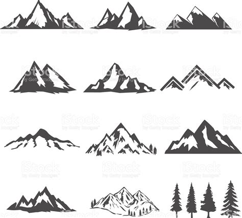Set Of The Mountains Illustrations Isolated On White Background