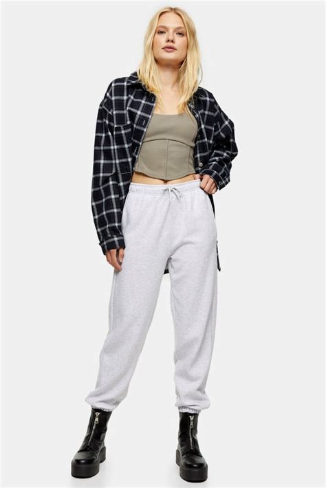 Topshop Pale Gray 90s Oversized Sweatpants In Grey Marl How To Style