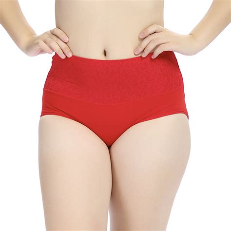 Hot Women Cosy Breathable Cotton Jacquard Panties Soft High Waist Underwear Newchic