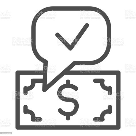 달러와 마크 버블 라인 아이콘 허용 된 지폐 현금 지불 기호 흰색 배경에 윤곽 스타일 그림 모바일 개념 또는 웹 디자인에 대한 송금 기호 벡터 그래픽 검은색에 대한 스톡