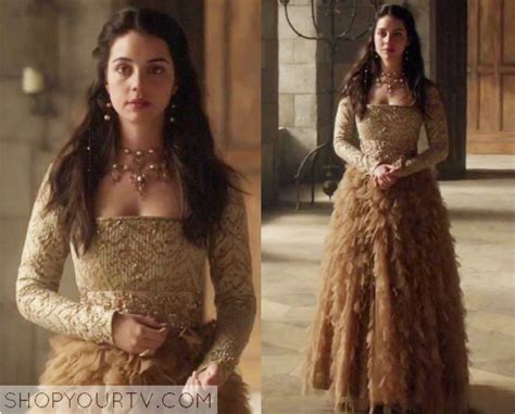 reign season 3 episode 1 mary s gold layered gown shop your tv reign dresses reign fashion