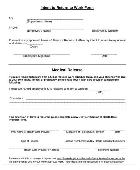 A physician release form is used to show an employer that an employee is fit to return to work after a period of illness or injury. FREE 50+ Sample Medical Forms in PDF | MS Word