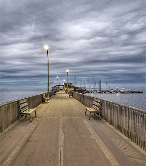 The Fairhope Municipal Pier At Sunset Stock Image Image Of Harbor