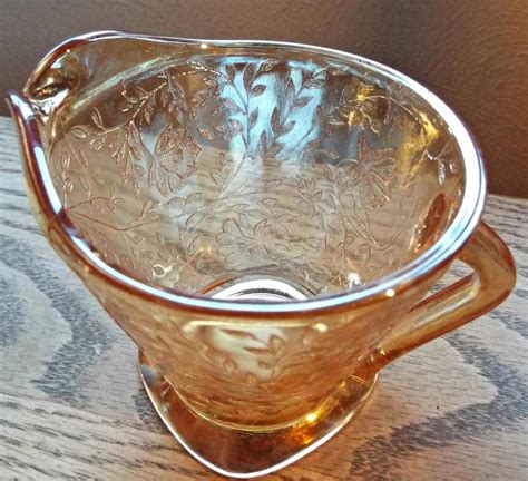 Vintage Jeannette Glass Iridescent Floragold Creamer In The Etsy