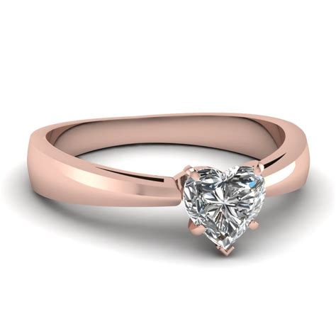 Prices featured include 14k/18k white gold ring casing. Heart Shaped Diamond Narrow Edged Solitaire Ring In 14K ...