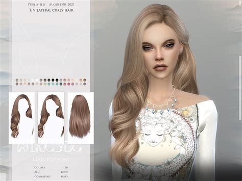 The Sims Resource Wings To0808 Unilateral Curly Hair