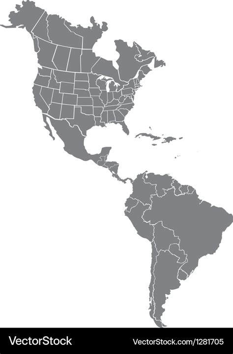 Vector Illustration Of North And South America Map With Country Names