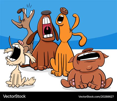 Barking Or Howling Dogs Cartoon Characters Group Vector Image