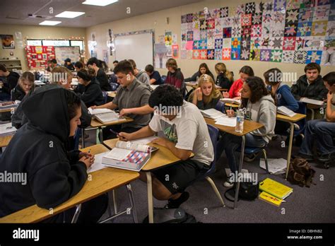 A California High School Students Work Together During A Reading