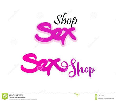 Vector Set Of Pink Emblems For Sex Shop On White Background Stock